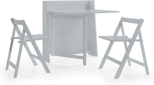 Compact Folding Dining Set Space Saving Table and Chairs Light Grey Modern