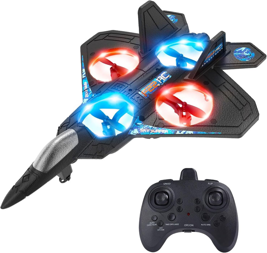 Foam RC Plane Drone for Kids LED Lights 360° Flip Auto Hover Remote
