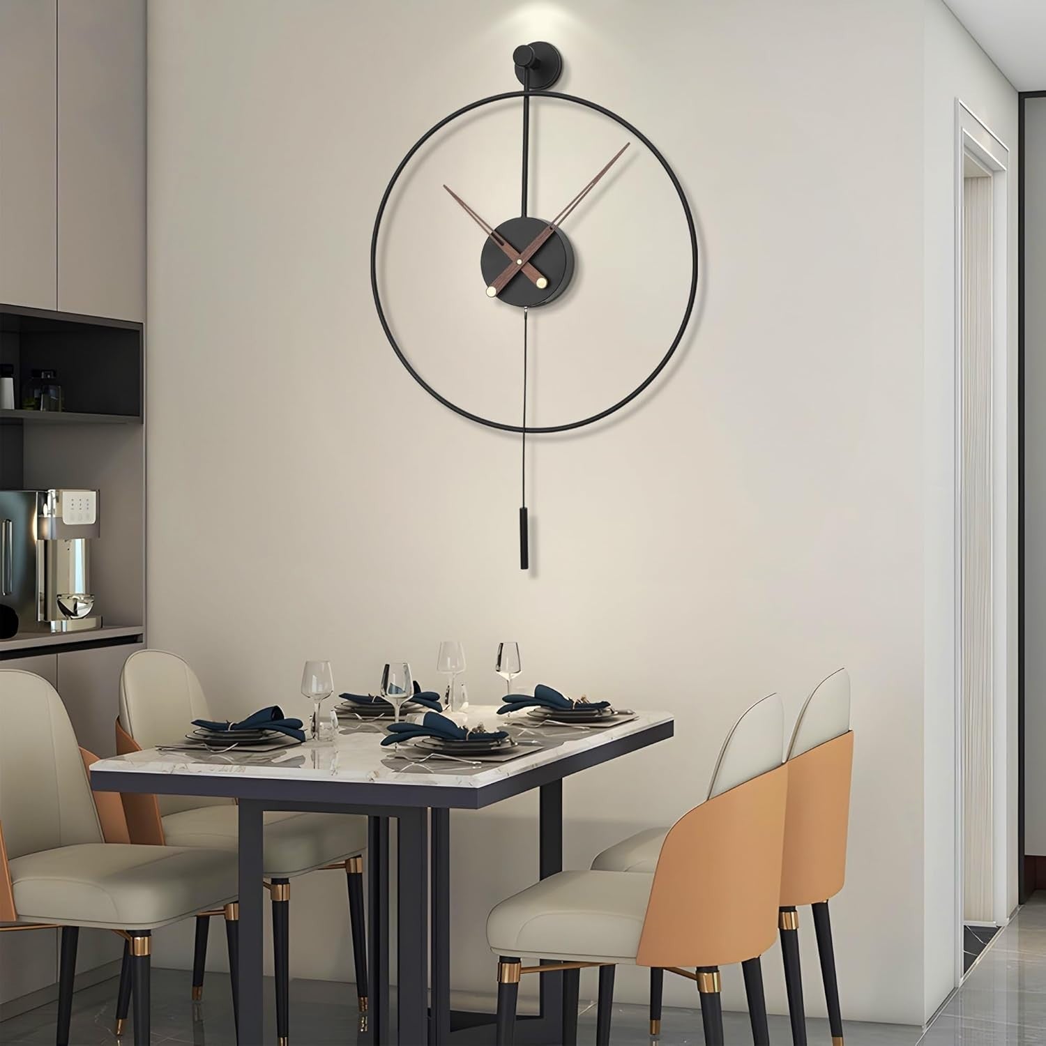 Large Black Wall Clock 60cm Silent Non-Ticking Modern Minimalist Art