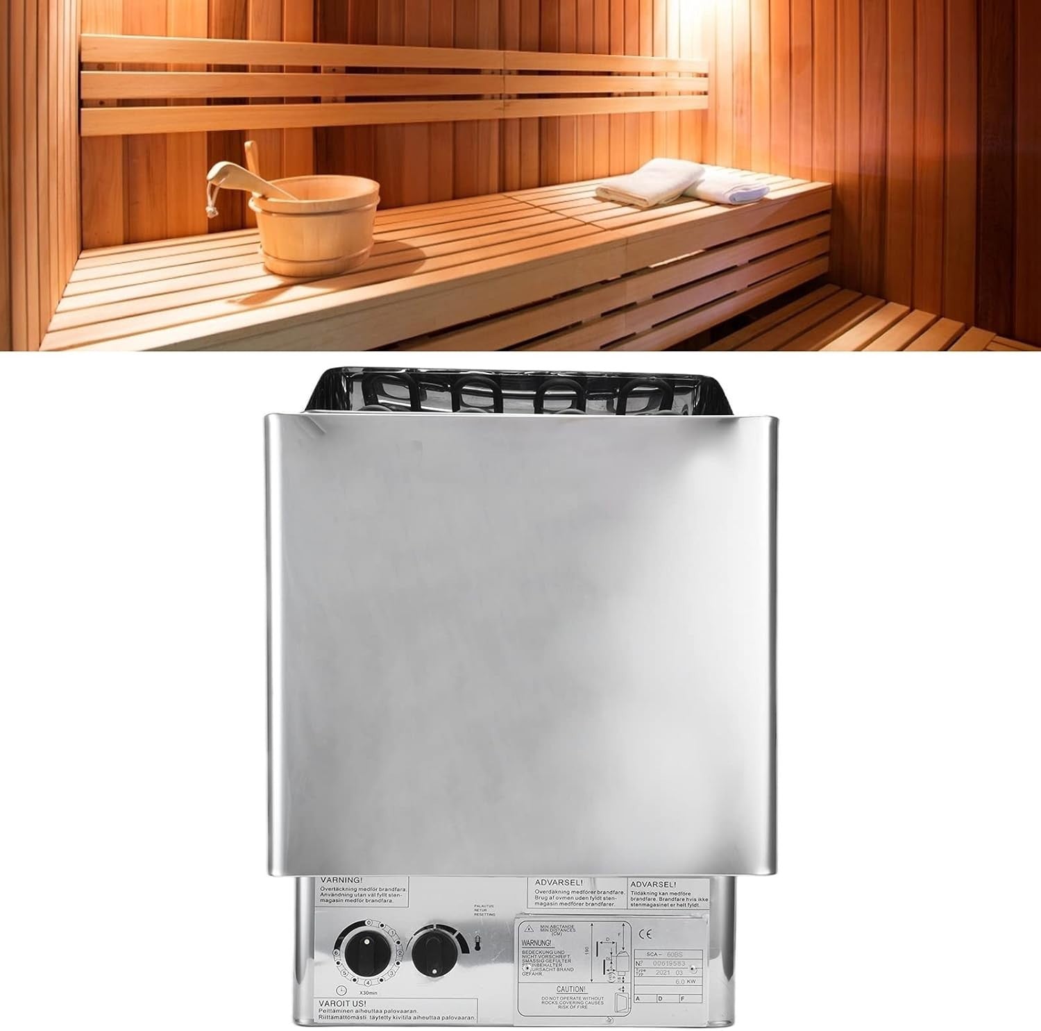 6KW Electric Sauna Heater 220V – Stainless Steel Sauna Stove w/ Internal Control