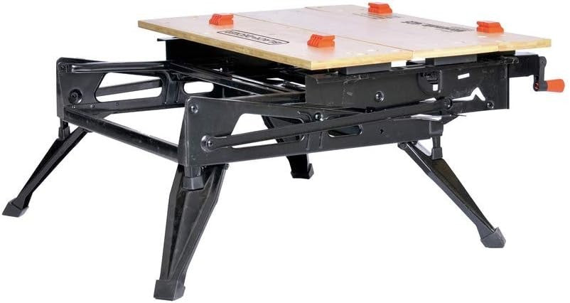 Heavy Duty Folding Workbench 550lb Capacity with One-Hand Clamp & Vertical Jaw