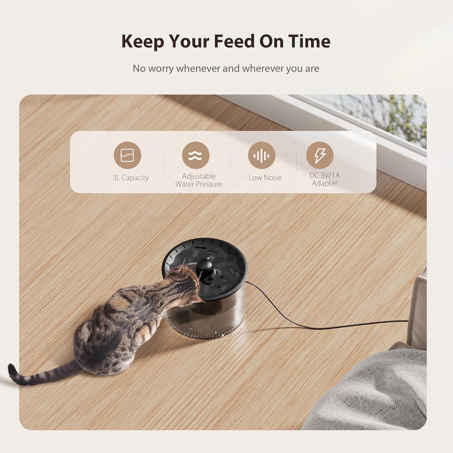 Automatic Cat Feeder & Water Fountain 3L Timer Food Dispenser Black