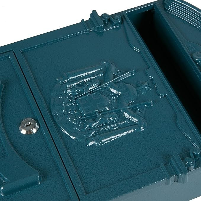 Wall Mounted Lockable Mailbox Blue | Large Vintage Post Box | Rustproof Steel