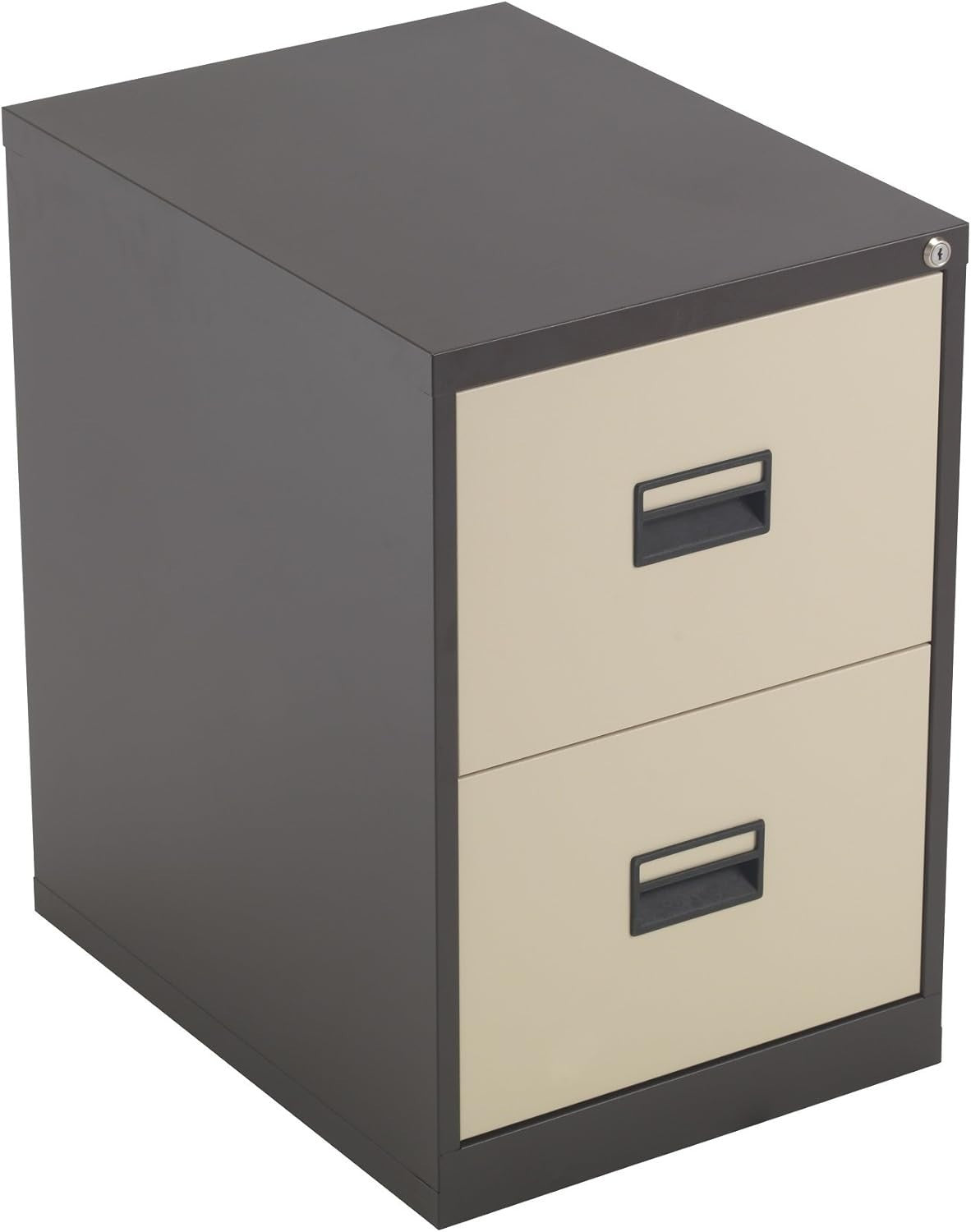 Coffee Cream Steel Filing Cabinet 2 Drawer Lockable Heavy Duty 70cm