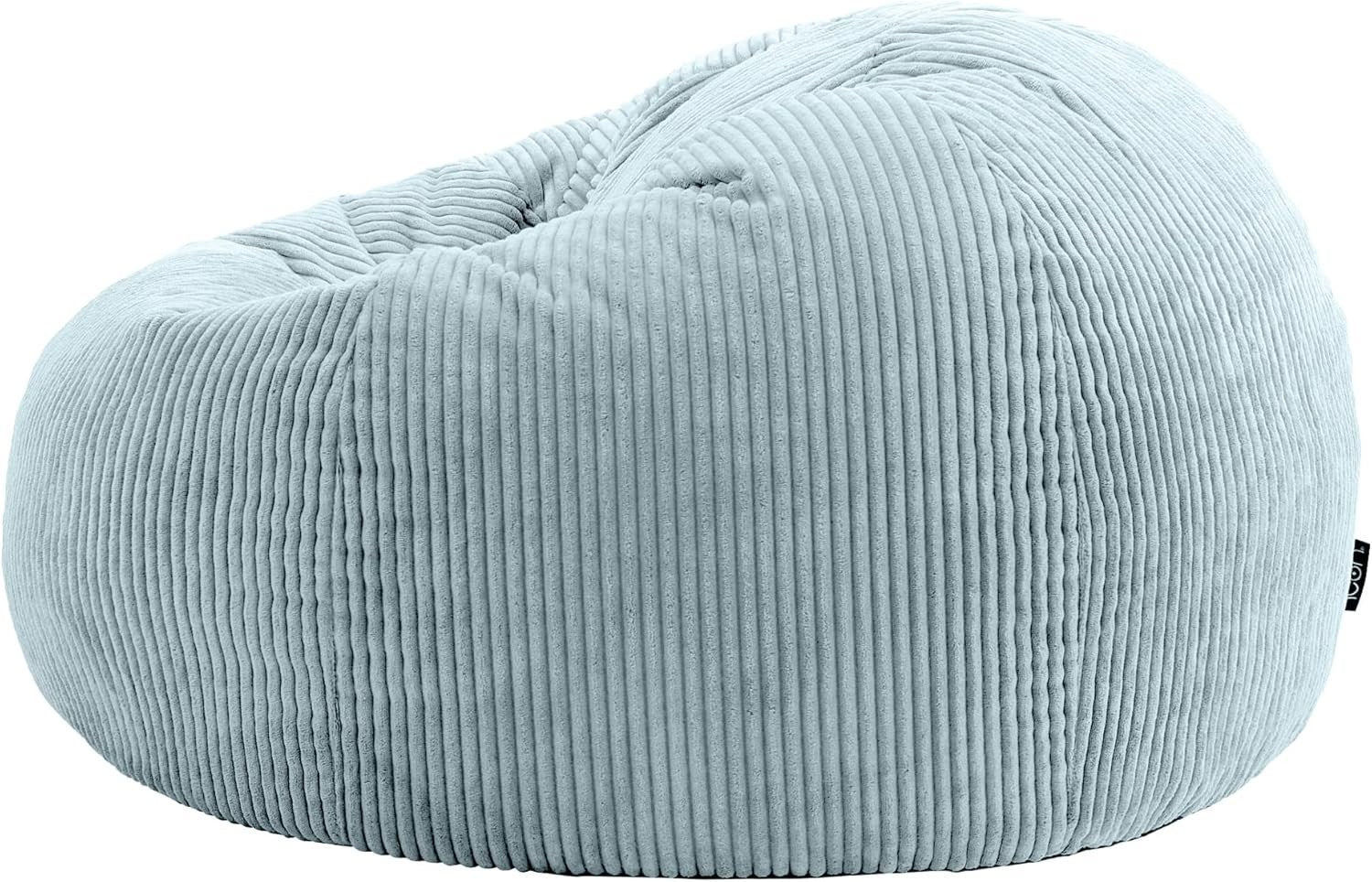 2 Ice Blue Cord Bean Bag Chairs Set Adults Lounge Seat Soft Relax Armchair