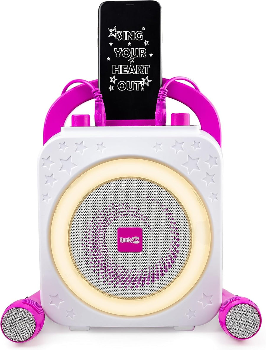 Bluetooth Karaoke Machine 10W with 2 Mics Ring Light Party Speaker