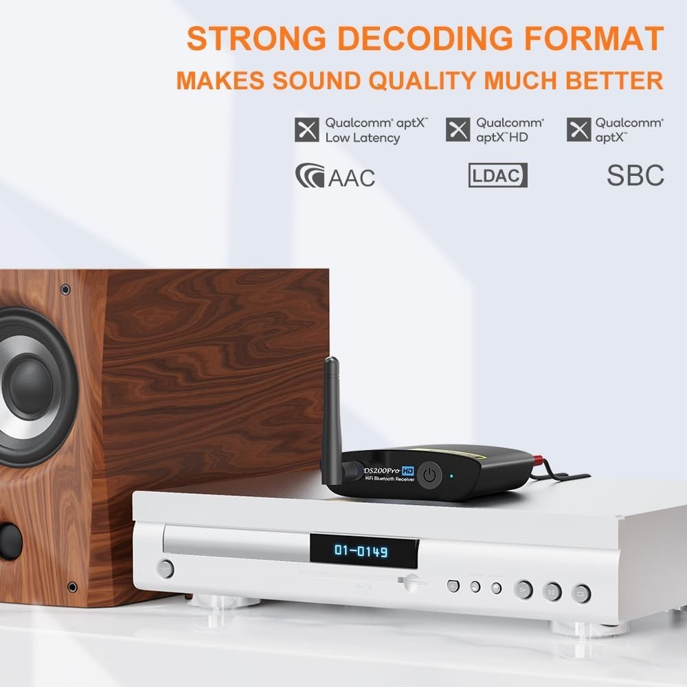 HiFi Bluetooth 5.3 Receiver | LDAC aptX HD 384kHz DAC Long Range Wireless Audio
