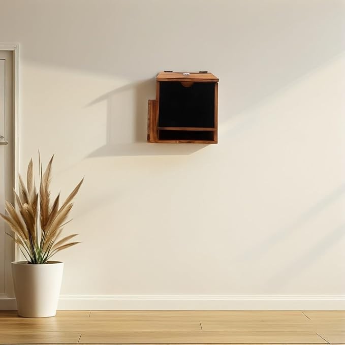 Locking Wall Mounted Wooden Suggestion Box – Secure Mail Ballot Donation Drop