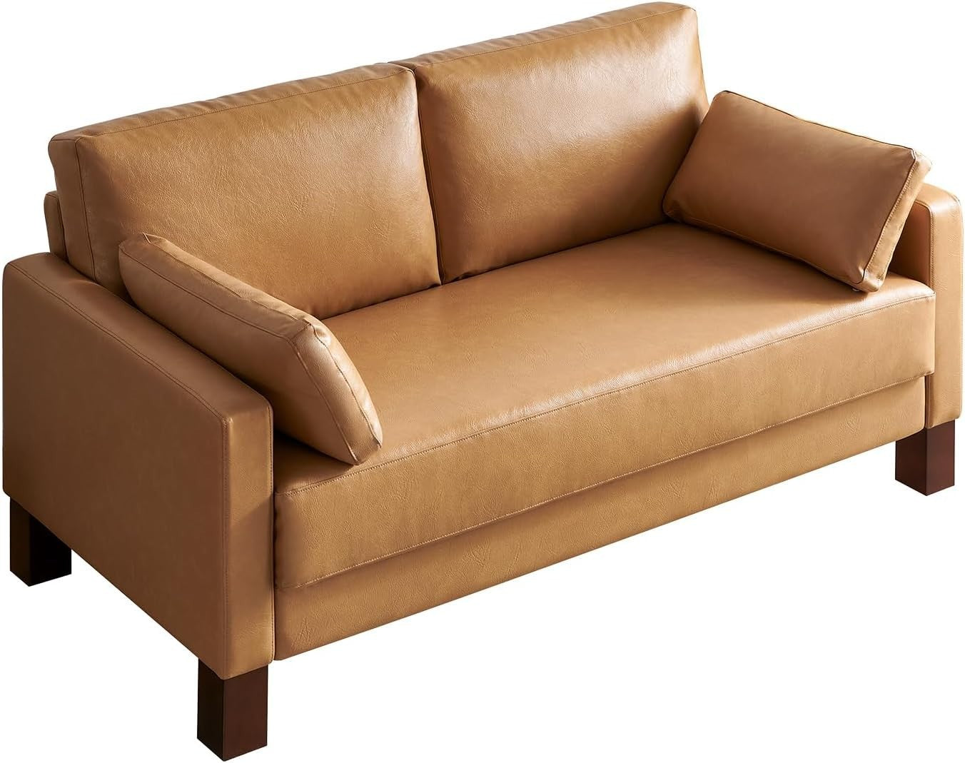 Leather Loveseat Sofa 2-3 Seater Leather Tan Modern Couch for Lounge or Office