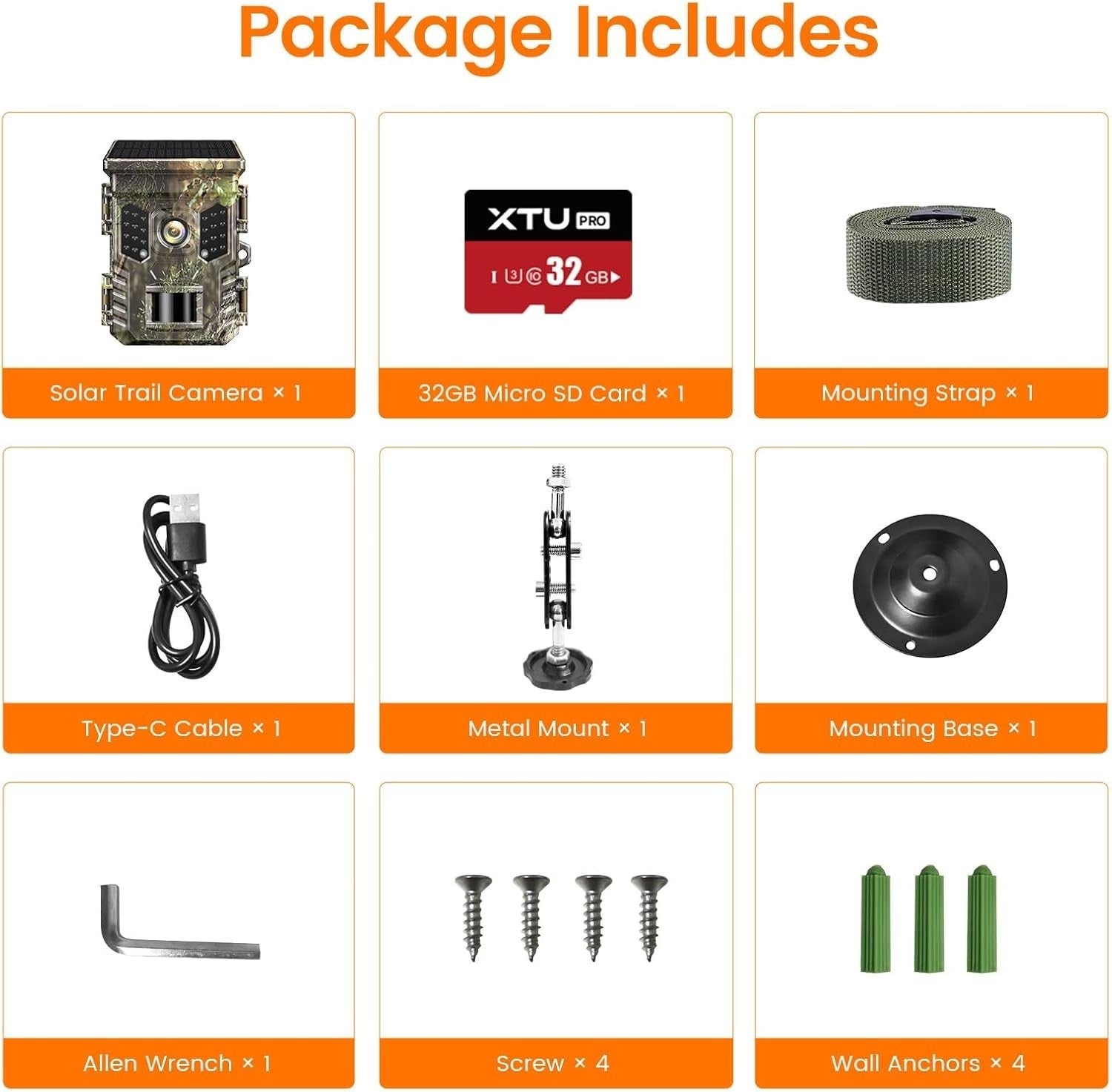 4K 64MP Solar Trail Camera WiFi Bluetooth Night Vision Waterproof