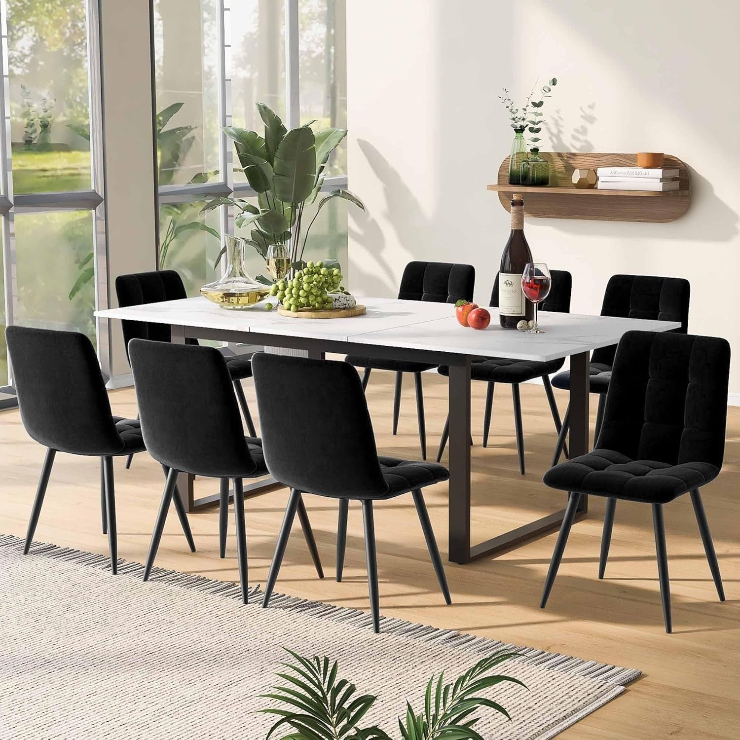 Extendable Marble Dining Table 140–180cm Metal Frame Modern Space Saver