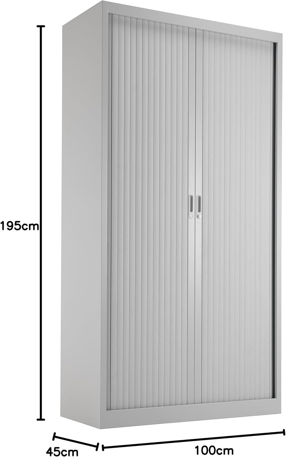 Tall Grey Metal Lockable Storage Cabinet Office Cupboard Adjustable Shelves