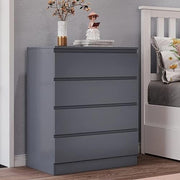 Grey 4 Drawer Chest Modern Bedroom Storage Unit Cabinet with Metal Runners