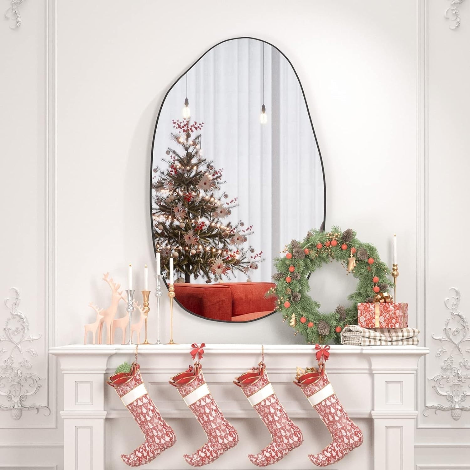 Irregular Wall Mirror 85x52cm Asymmetrical Hanging Mirror for Hallway