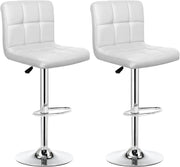 Adjustable Bar Stools Set of 2 Swivel Gas Lift White Chairs