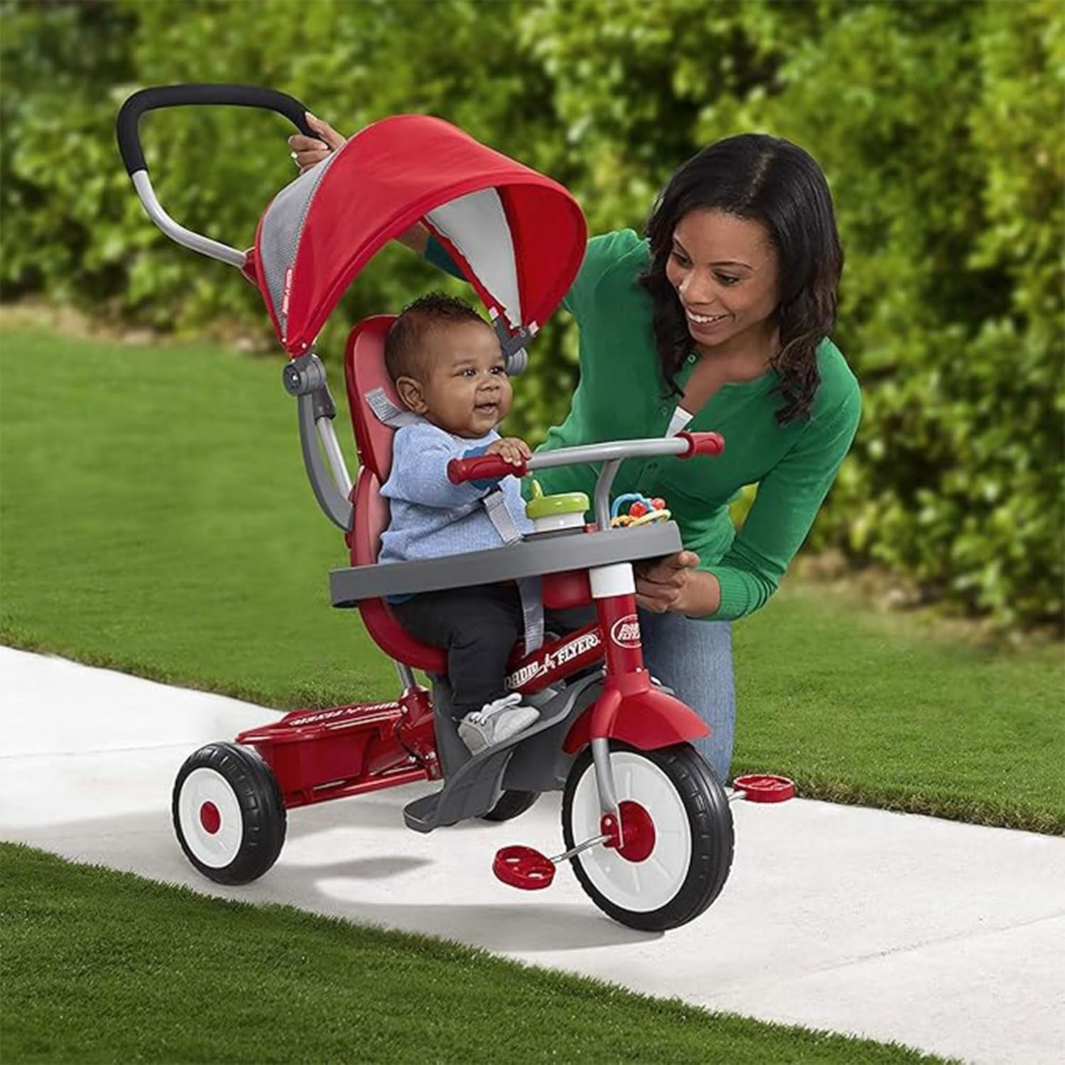 4 in 1 Toddler Tricycle Push Trike Parent Handle Adjustable Seat Red