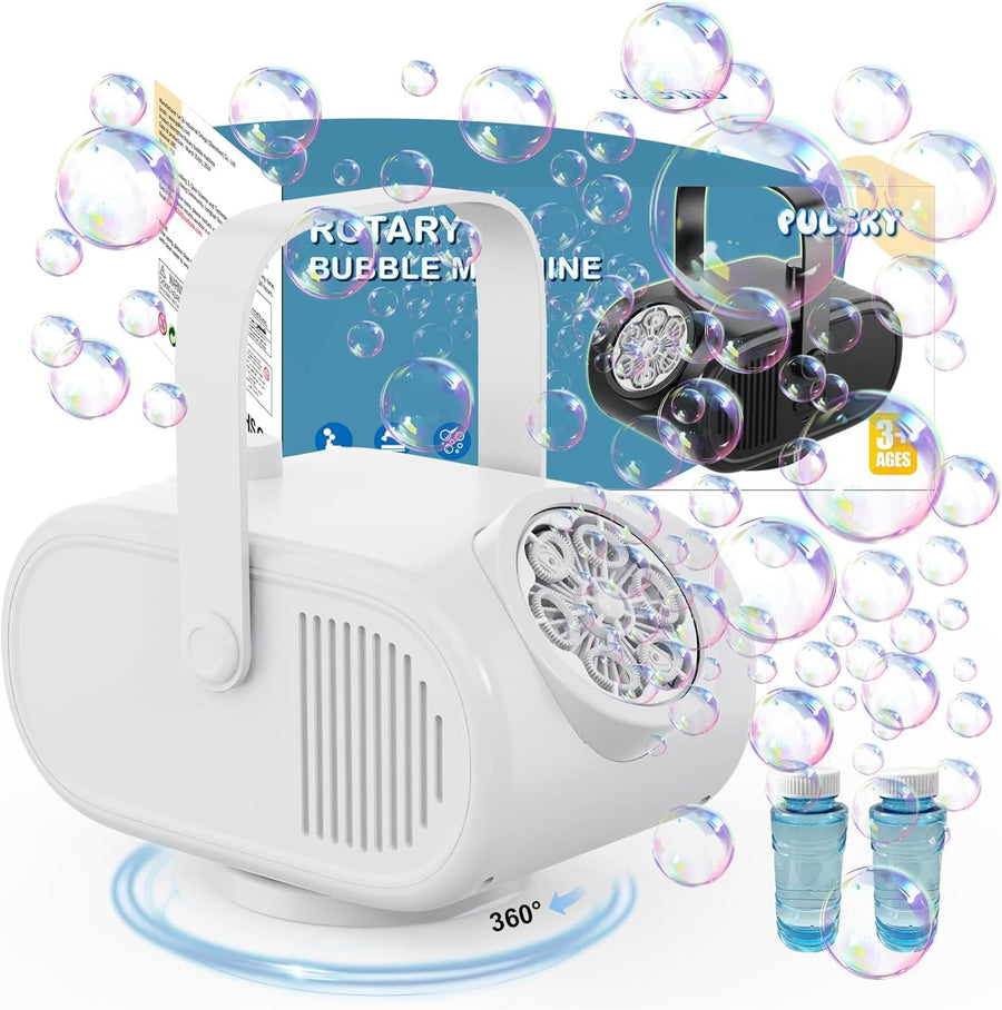 Rechargeable Bubble Machine 360 Rotate 22000 Bubble