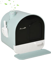 Hooded Cat Litter Box Enclosed Tray Drawer Odor Control Scoop Mat
