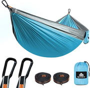 Ultra-Light Camping Hammock 300kg Load Breathable Nylon w/ Carabiners & Straps