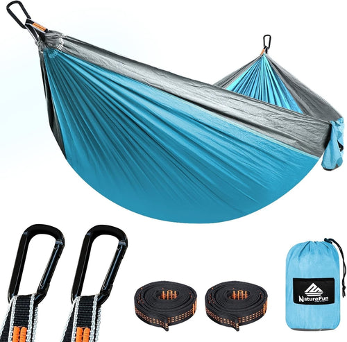 Ultra-Light Camping Hammock 300kg Load Breathable Nylon w/ Carabiners & Straps