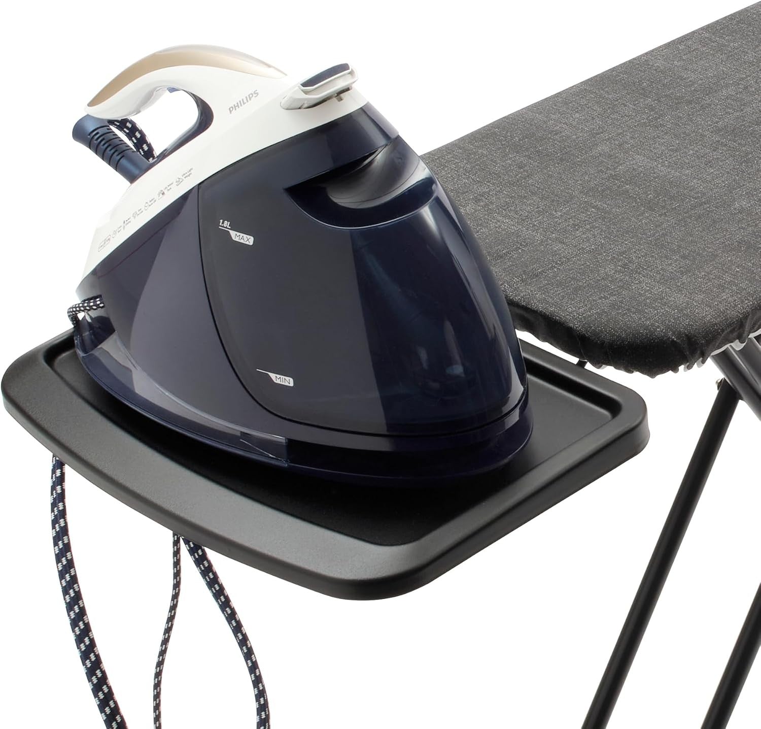 Extra Large Ironing Board 124x45cm Adjustable Height Steam Unit Holder