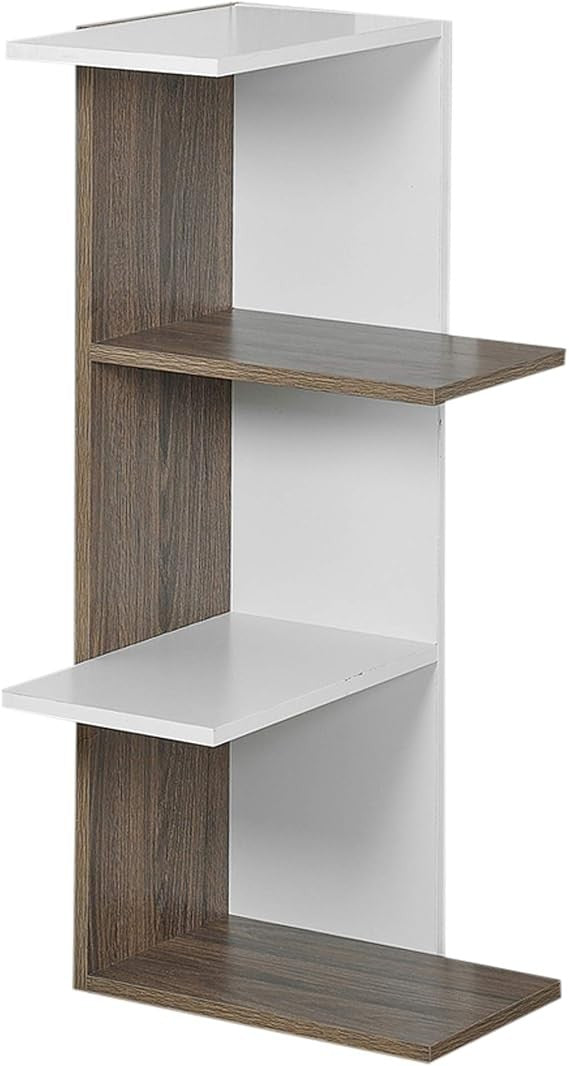 Modern 3-Tier Corner Bookcase Grey Oak – Space-Saving Shelving Unit for Home