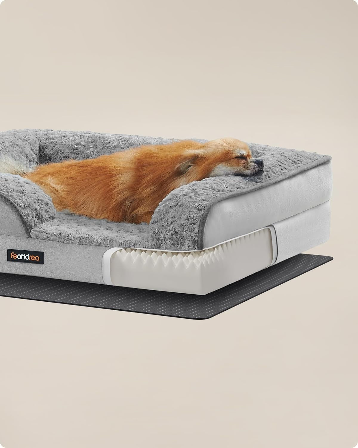 Orthopedic Dog Sofa Bed 71x58cm Memory Foam Washable Grey