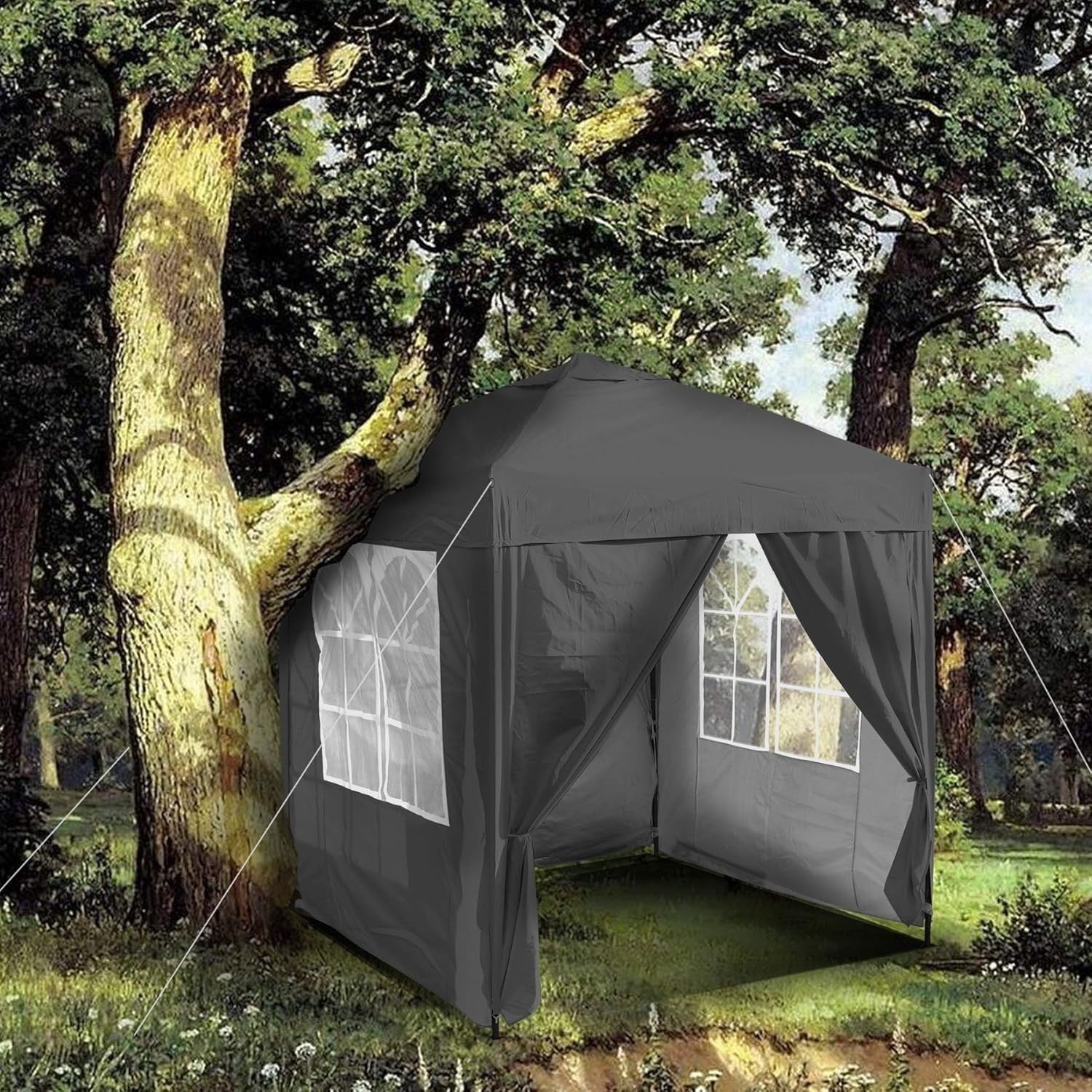 2x2M Grey Pop Up Gazebo With Removable Sides Fully Waterproof Outdoor Tent
