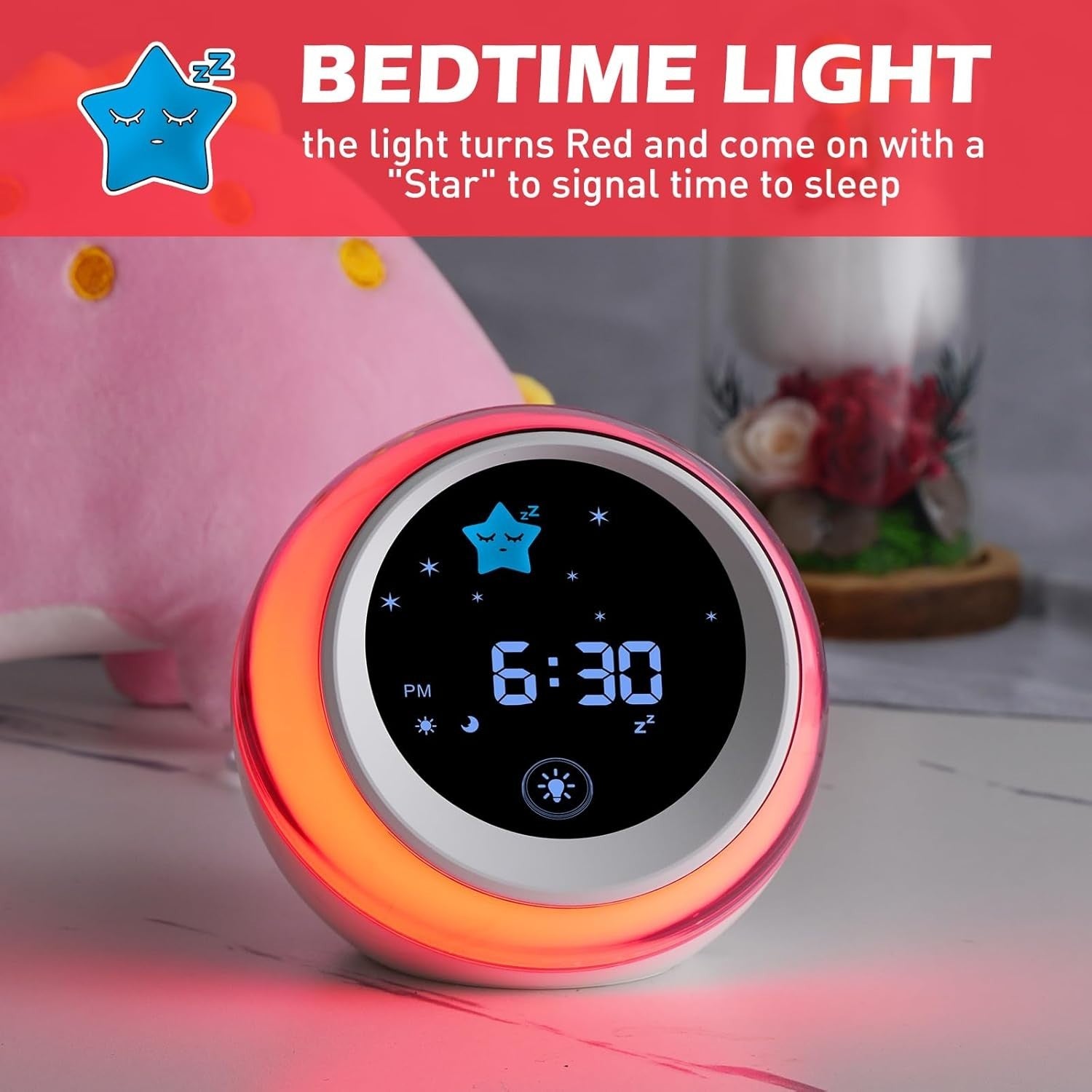 Kids Sleep Training Alarm Clock with Night Light, Sound Machine & Nap Timer