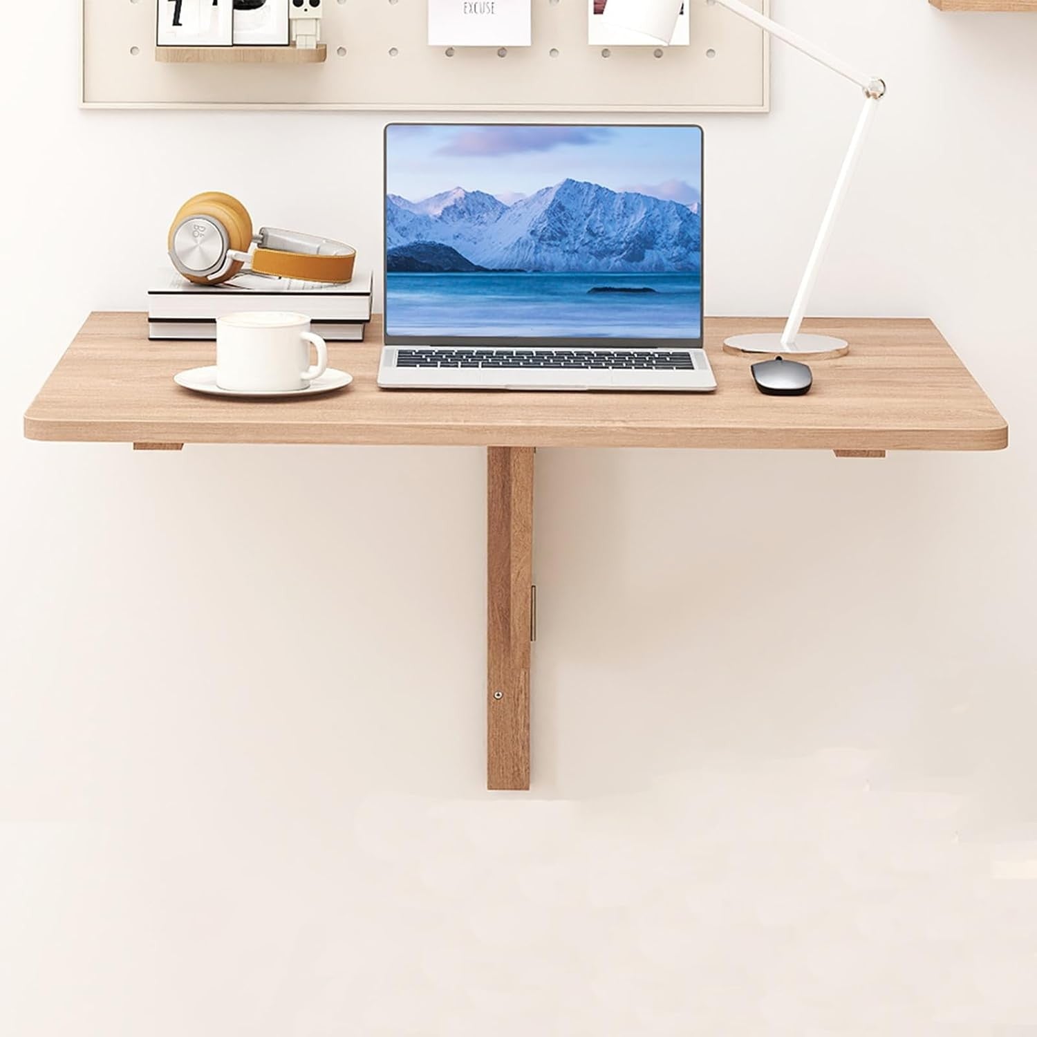 Wall Mounted Folding Desk Drop Leaf Laptop Table Space Saving Wood