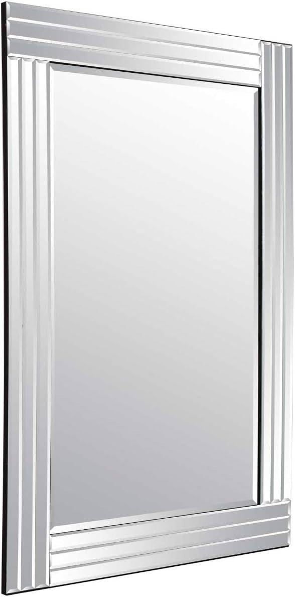 Modern Frameless Beveled Glass Wall Mirror 100x70cm Sleek Design