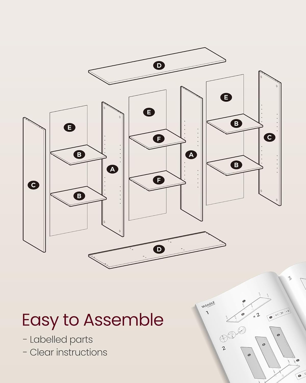 9-Cube Camel Brown Bookcase | Large Storage Display Shelf for Home & Office