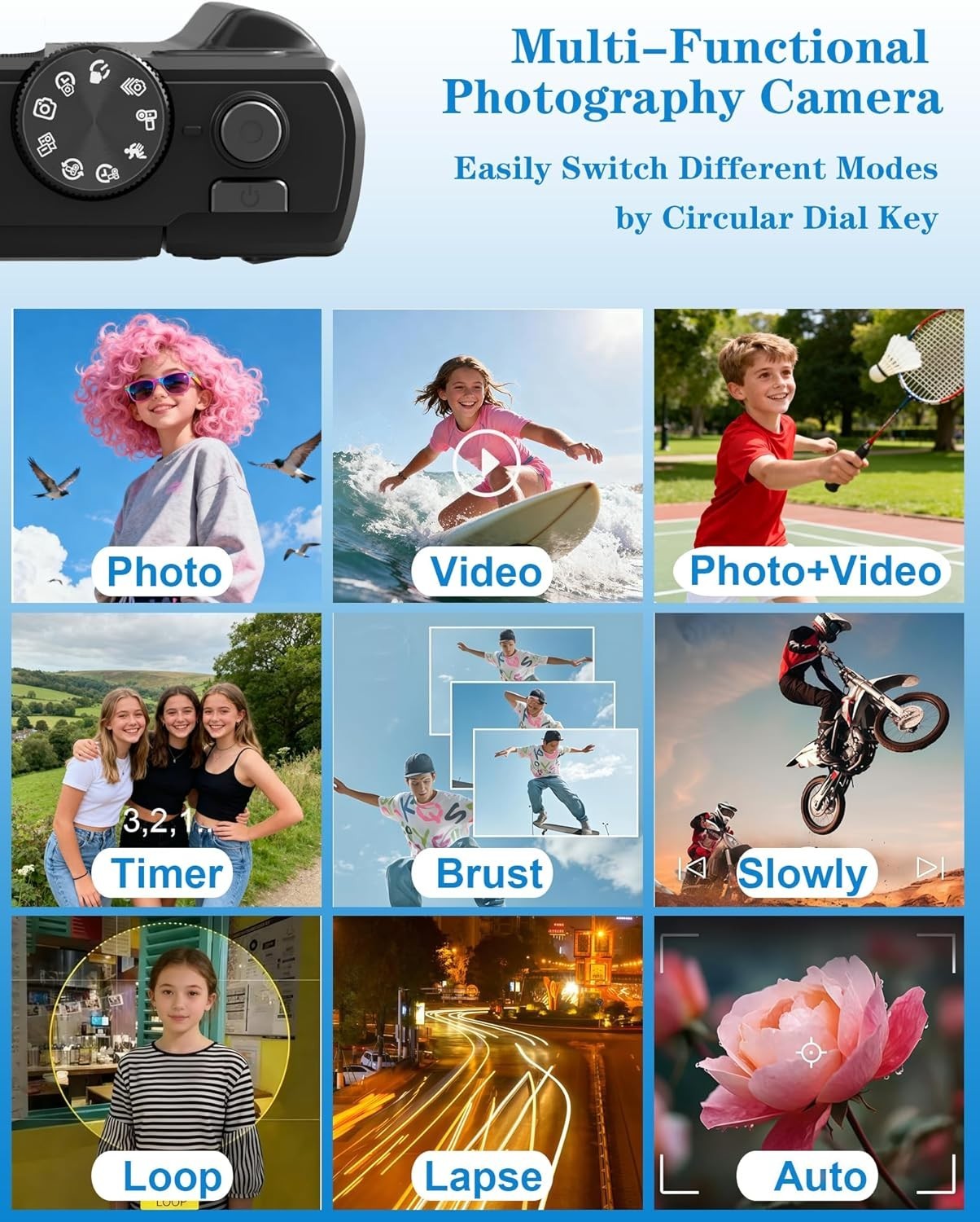 5K 75MP Vlogging Camera WiFi Flip Screen Zoom Camera 64GB Kit