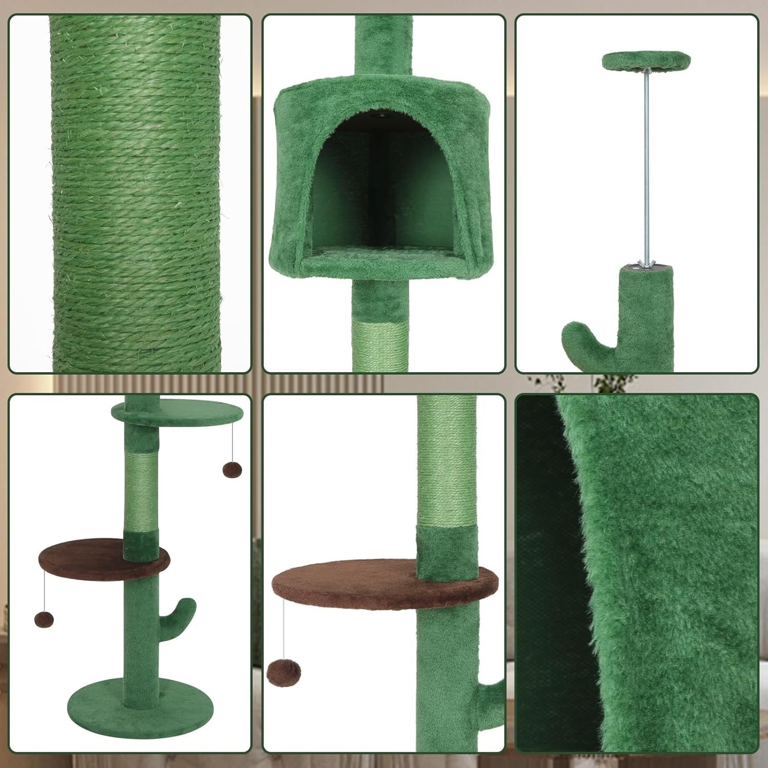 Floor to Ceiling Cat Tree 260cm Tall Tower Scratching Post Condo