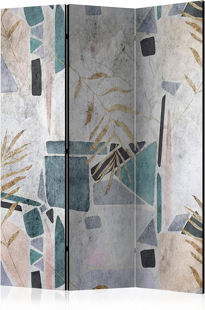Tropical Palm Leaf Folding Room Divider 3 Panel Canvas Privacy Screen 135x172cm