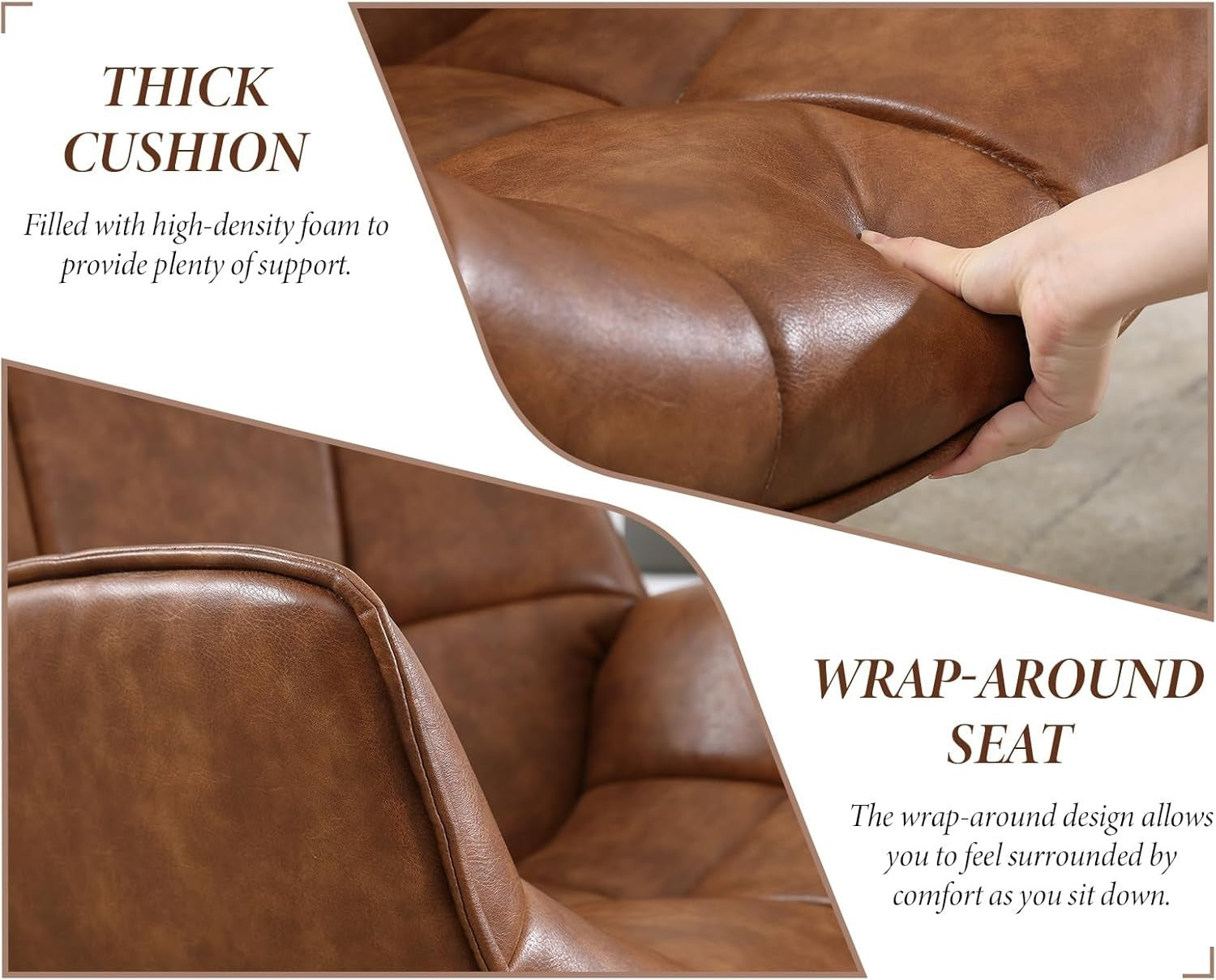 Swivel Faux Leather Accent Chair Tub Seat Lounge Armchair for Living Room