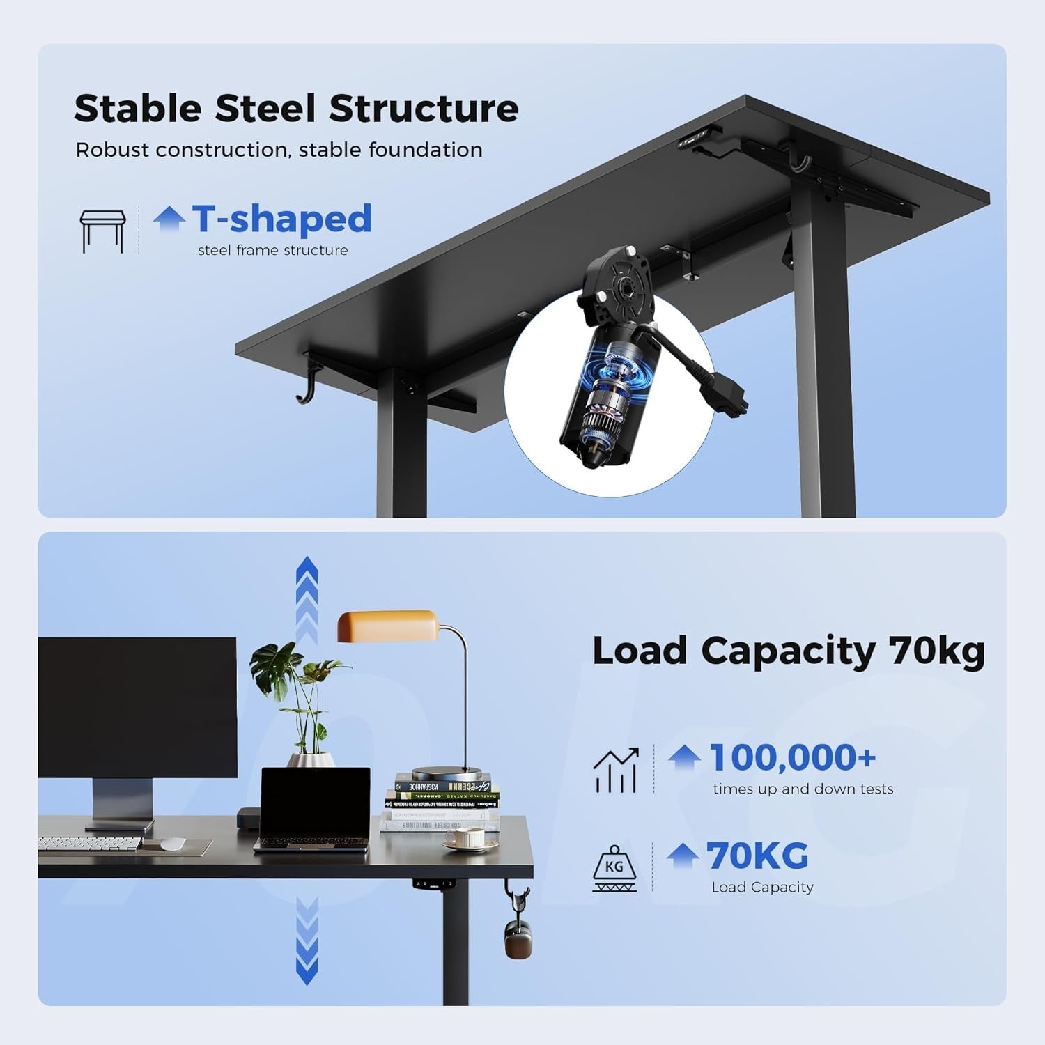 Electric Standing Desk 100x60cm Adjustable Sit and Stand Table with Memory