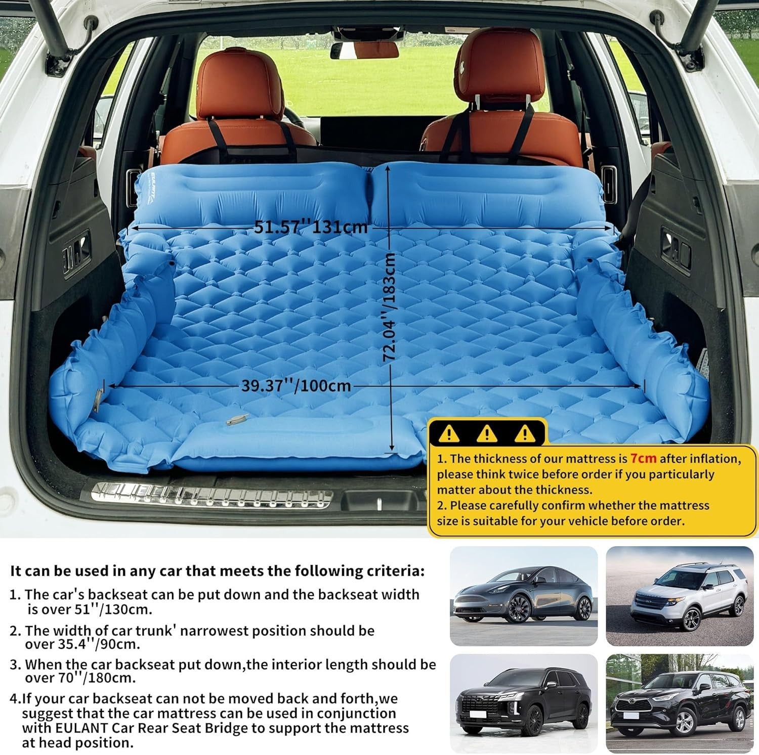 2-Person Inflatable Car Mattress with Foot Pump & Waterproof Velvet Blanket