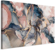 Large Abstract Canvas Wall Art Blue Pink Gold Texture Living Room Decor 90x60cm