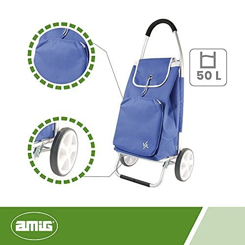 Insulated Shopping Trolley 50L Lightweight 2 Wheel Grocery Cart Foldable