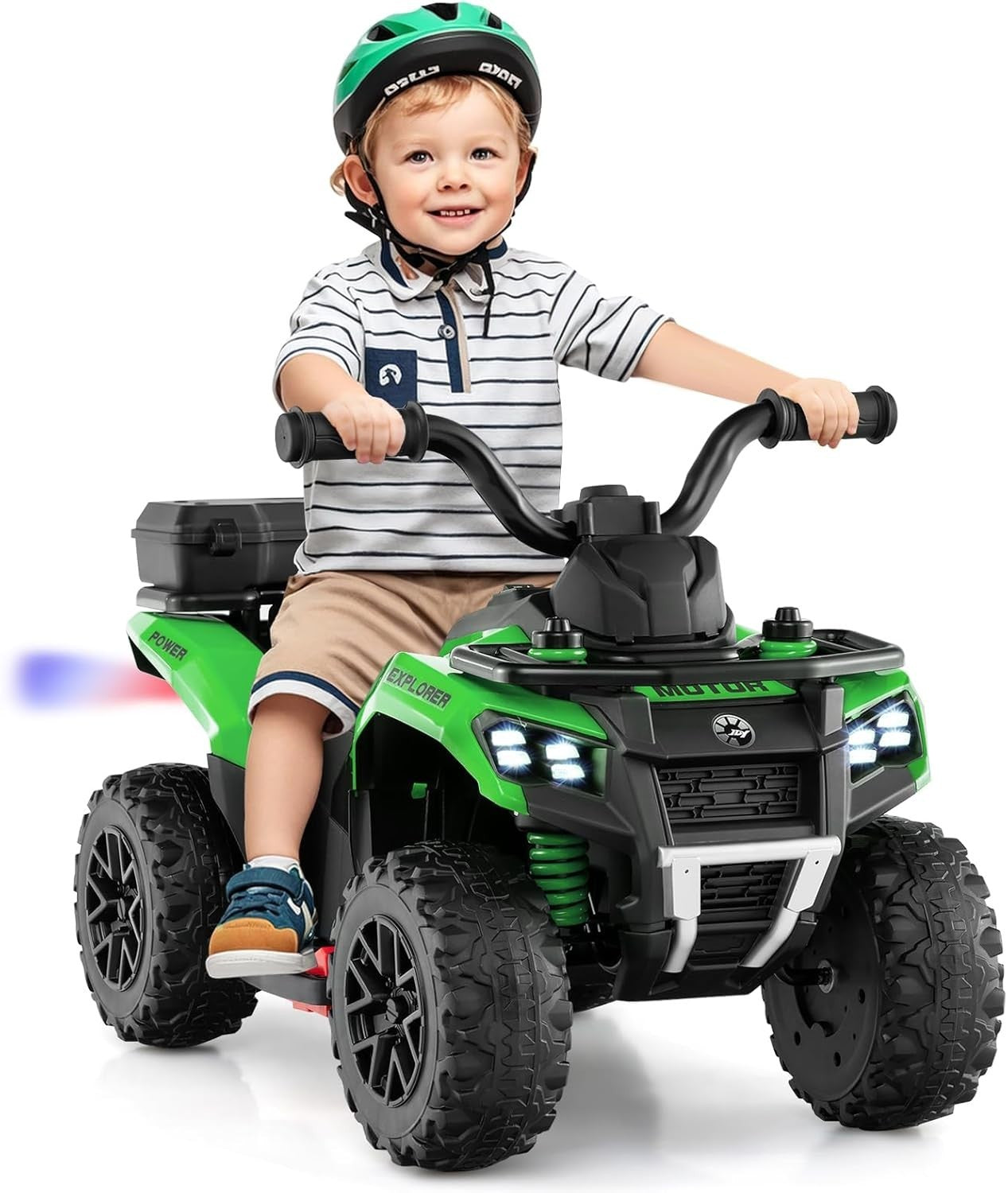 Kids Electric Quad Bike 6V Ride On ATV LED Lights Music Green 20kg