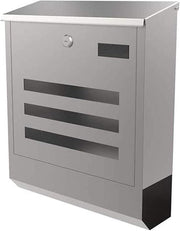 Wall-Mounted Lockable Mailbox Silver Steel Large Design Weatherproof Secure