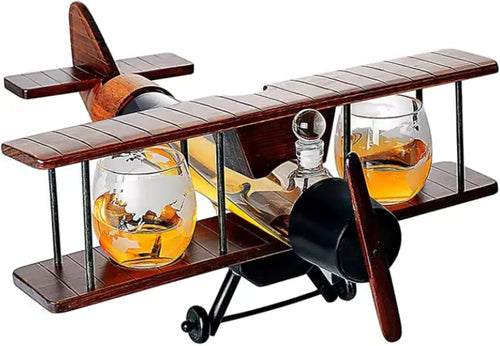 Luxury Airplane Whiskey Decanter Set 1000ml with Glasses | Aviation Gift for Men