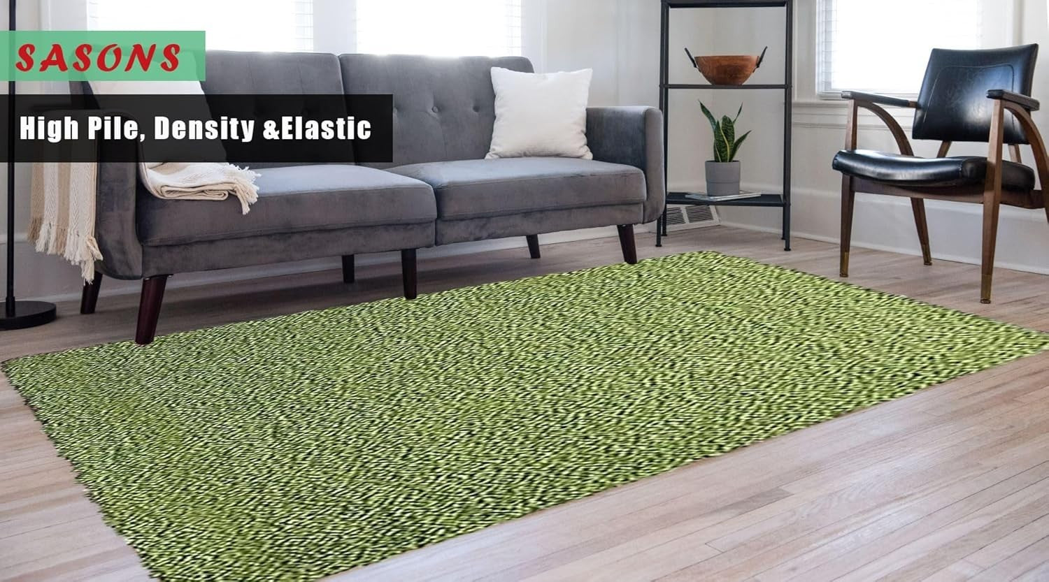 Extra Large Shaggy Rug 160x230cm 5cm Thick Soft High Pile Green Carpet