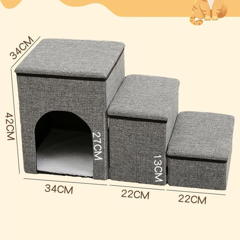 3 in 1 Foldable Dog Stairs with Storage Pet Steps House