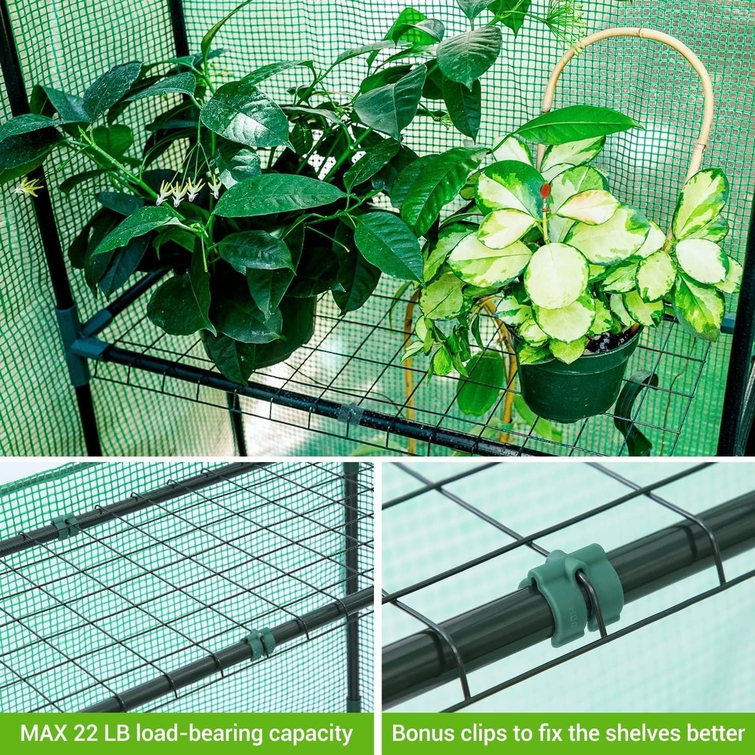 Walk-In 3 Tier 12 Shelf Greenhouse | Heavy-Duty PE Cover Garden Growhouse