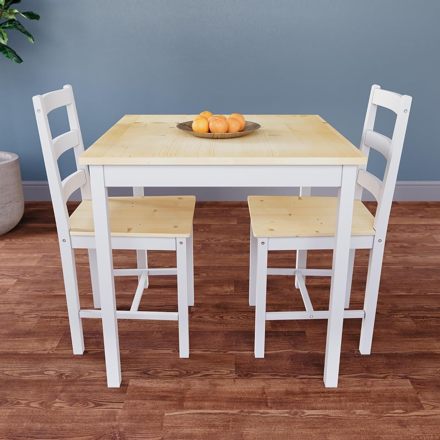 White & Pine 2 Seater Dining Table Set | Compact Kitchen Table & Chairs