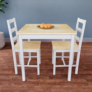 White & Pine 2 Seater Dining Table Set | Compact Kitchen Table & Chairs
