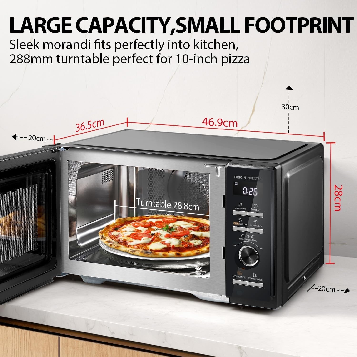 Morandi Grey 25L 900W Inverter Microwave Grill & Combi 3-in-1