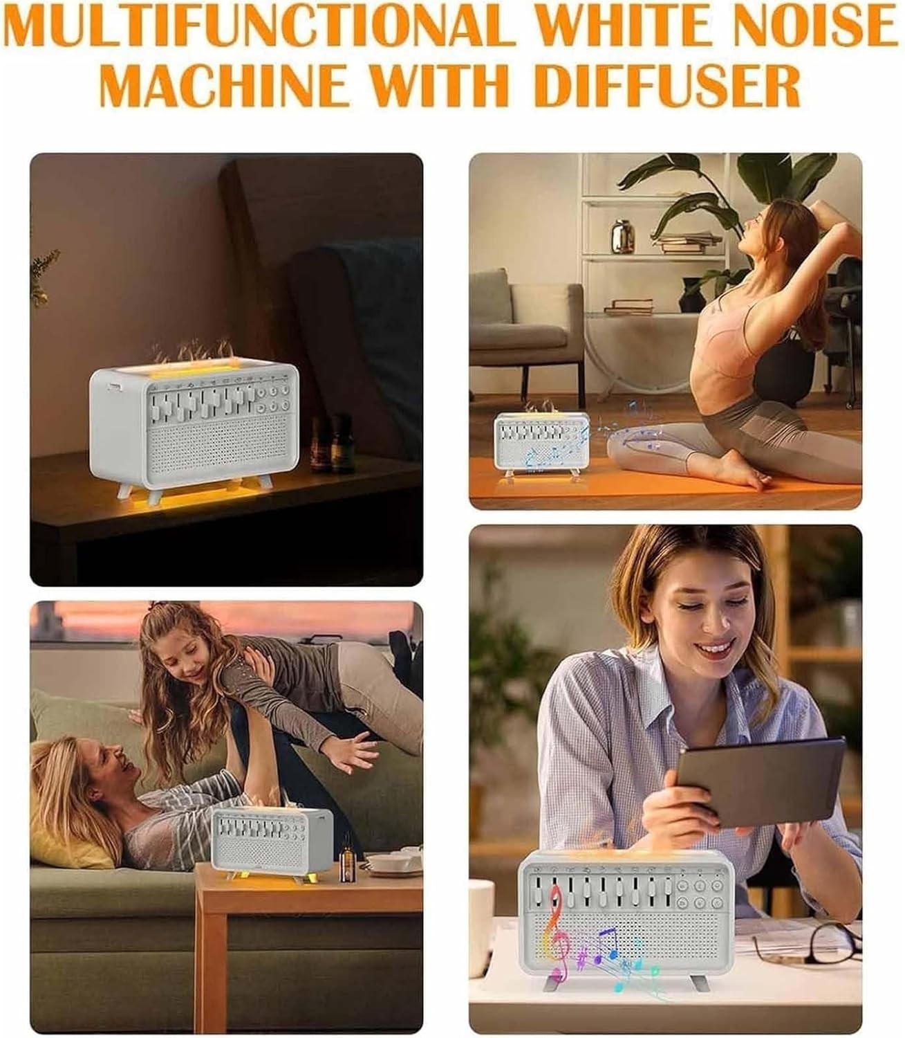 White Noise Sleep Machine with Bluetooth, Humidifier & Night Light